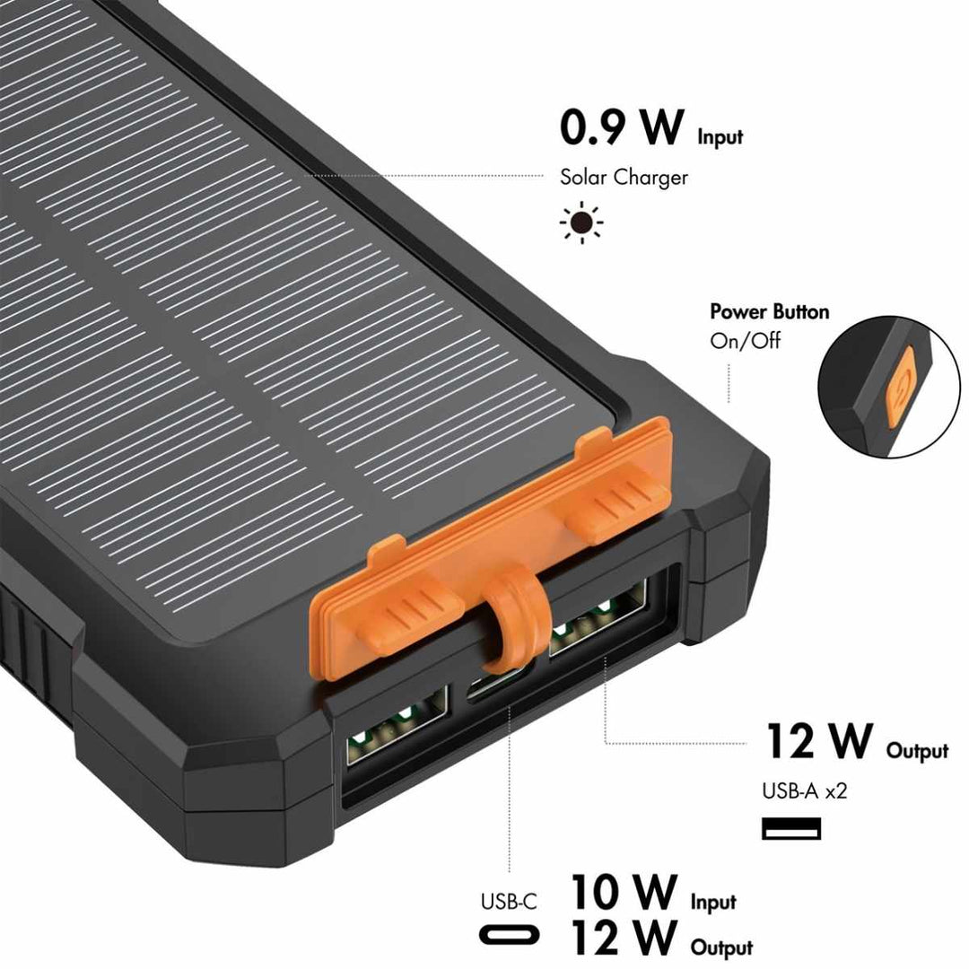 LogiLink Solcelle Powerbank 10.000mAh