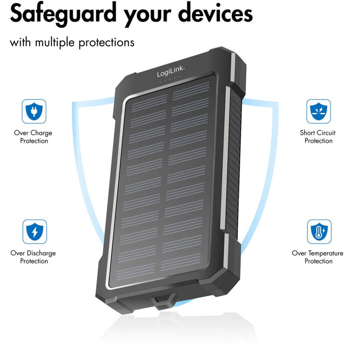 LogiLink Solcelle Powerbank 10.000mAh